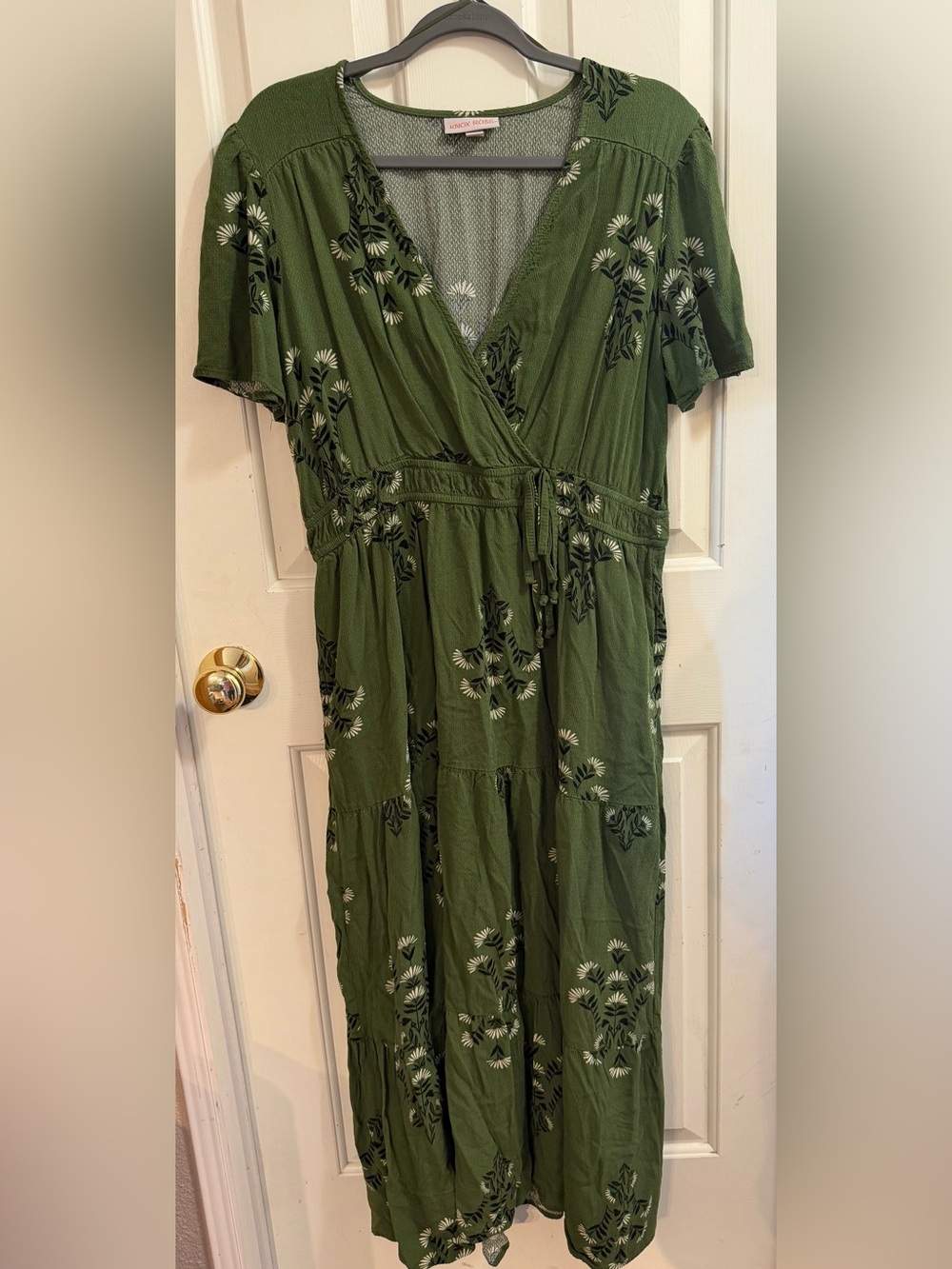 Knox Rose Olive Green Floral Maxi Wrap Dress